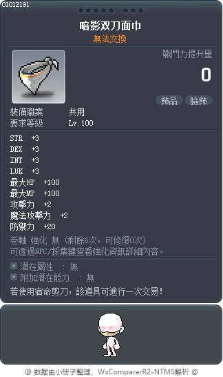 暗影双刀面巾 Tooltip