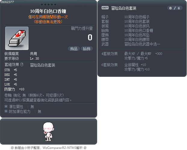 10周年白色口香糖 Tooltip