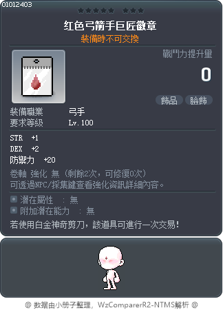 红色弓箭手巨匠徽章 Tooltip