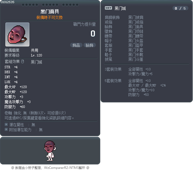 黑门面具 Tooltip
