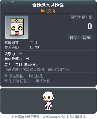 奇妙绿水灵脸饰 Tooltip