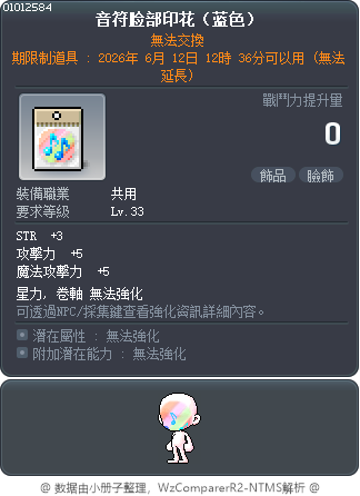 音符脸部印花（蓝色） Tooltip