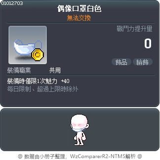 偶像口罩白色 Tooltip