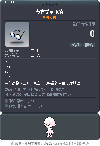 考古学家眼镜 Tooltip