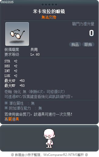 米卡埃拉的眼镜 Tooltip