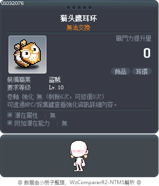 貓頭鷹耳環 Tooltip
