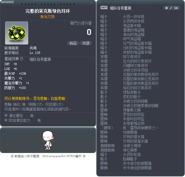 完整的莱克斯绿色耳环 Tooltip