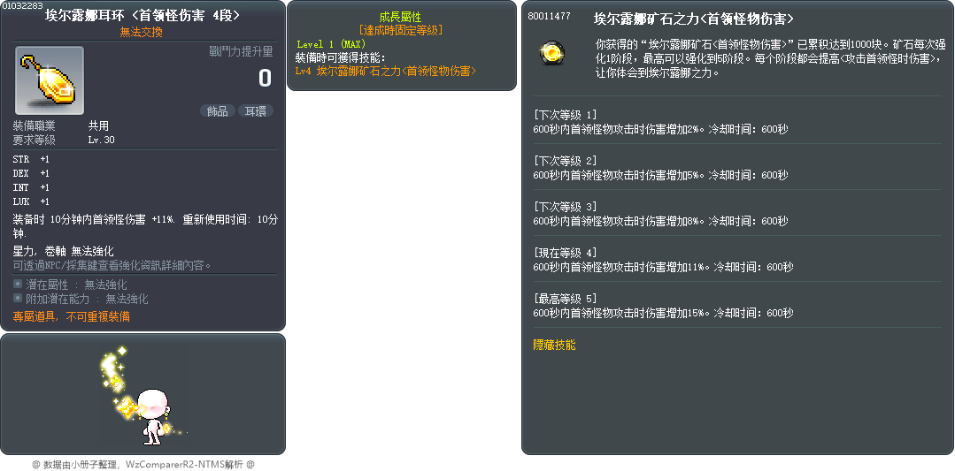 埃尔露娜耳环 <首领怪伤害 4段> Tooltip