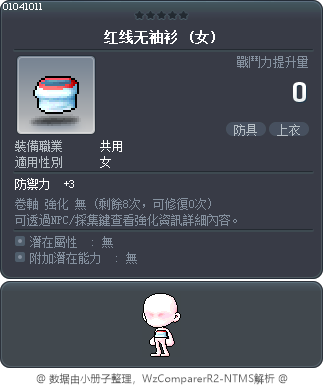 红线无袖衫 Tooltip