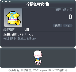 柠檬色可爱T恤 Tooltip