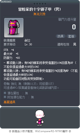 冒险家的十字锁子甲 Tooltip