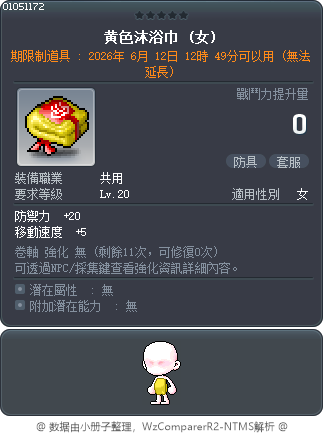 黄色沐浴巾 Tooltip