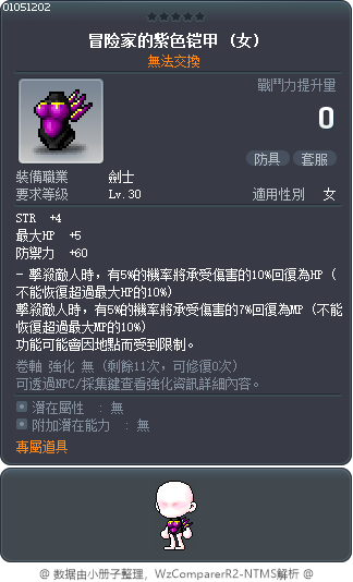 冒险家的紫色铠甲 Tooltip