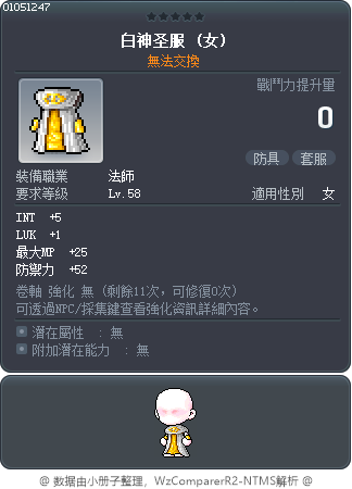 白神圣服 Tooltip