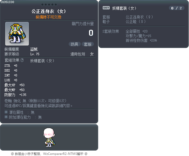 公正连身衣 Tooltip