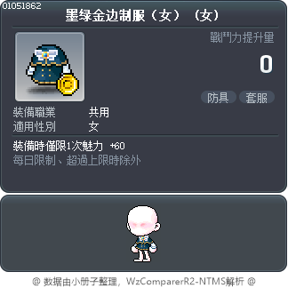 墨绿金边制服（女） Tooltip
