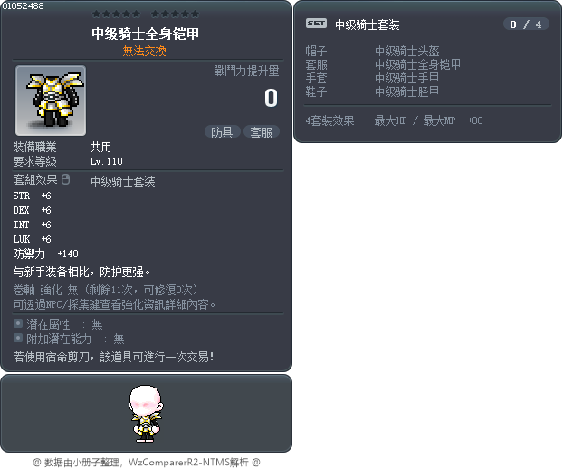 中级骑士全身铠甲 Tooltip