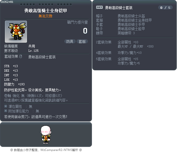 勇敢高级骑士全身铠甲 Tooltip