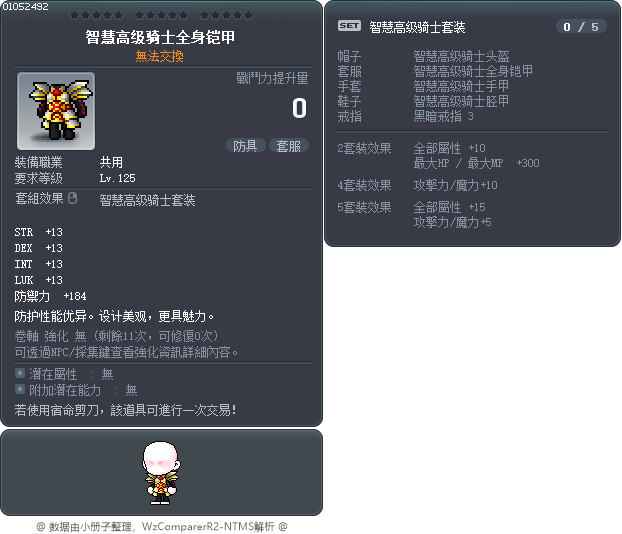 智慧高级骑士全身铠甲 Tooltip