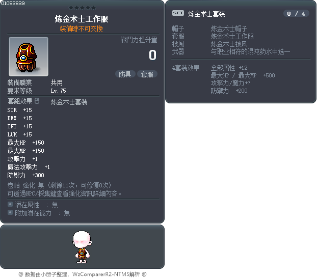 炼金术士工作服 Tooltip