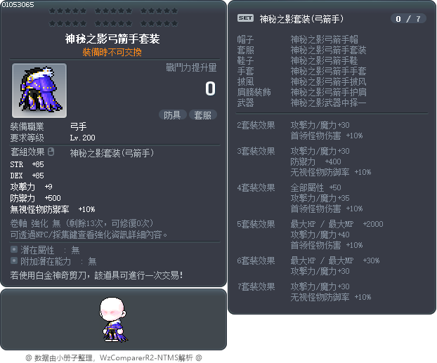 神秘之影弓箭手套装 Tooltip