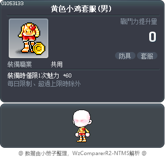 黄色小鸡套服(男) Tooltip