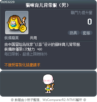 猫咪育儿背带服（男） Tooltip
