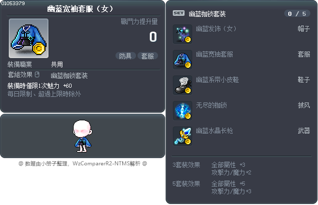 幽蓝宽袖套服（女） Tooltip