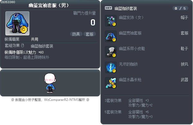 幽蓝宽袖套服（男） Tooltip