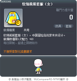软绵熊熊套服（女） Tooltip