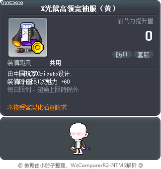 X光鼠高领宽袖服（黄） Tooltip