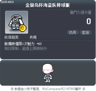 金银岛杯海盗队棒球服 Tooltip
