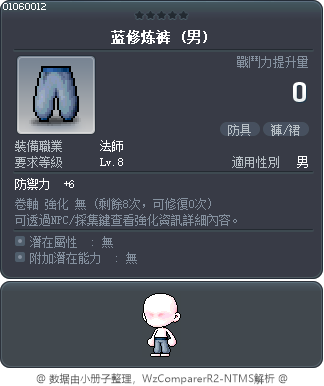 蓝修炼裤 Tooltip