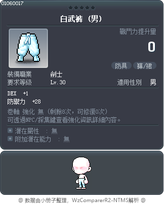 白武裤 Tooltip