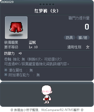 紅夢褲 Tooltip