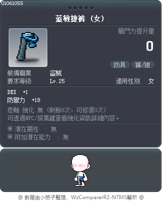 蓝敏捷裤 Tooltip
