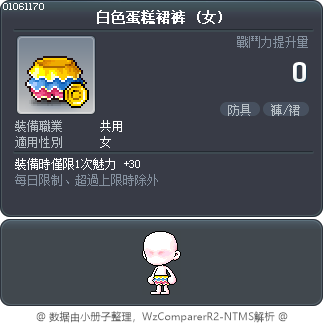 白色蛋糕裙裤 Tooltip