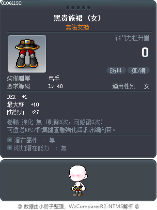 黑贵族裙 Tooltip
