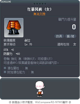 红暴风裤 Tooltip