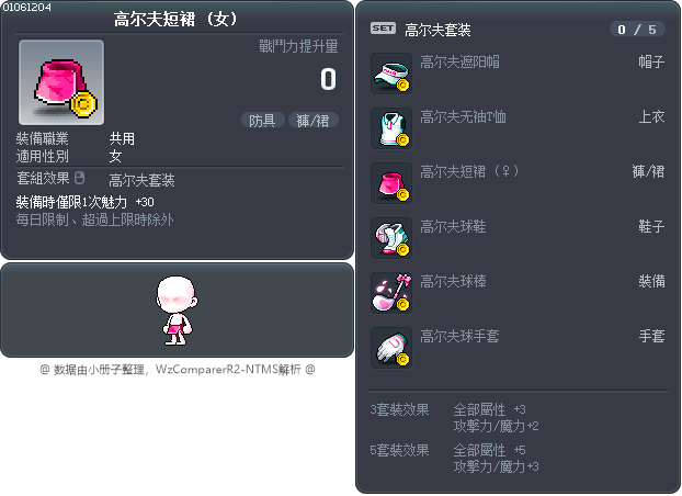 高尔夫短裙 Tooltip