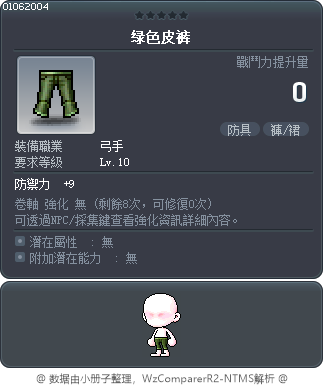 綠色皮褲 Tooltip