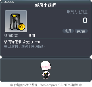 修身小西裤 Tooltip