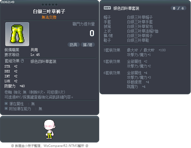 白银三叶草裤子 Tooltip