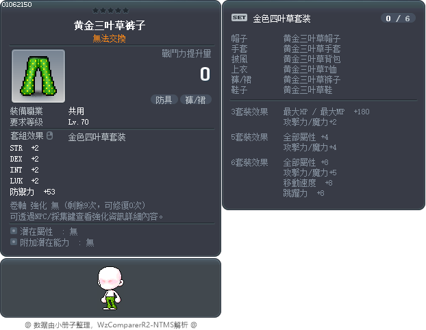 黄金三叶草裤子 Tooltip