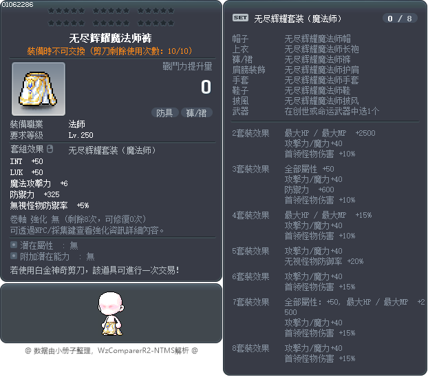 无尽辉耀魔法师裤 Tooltip