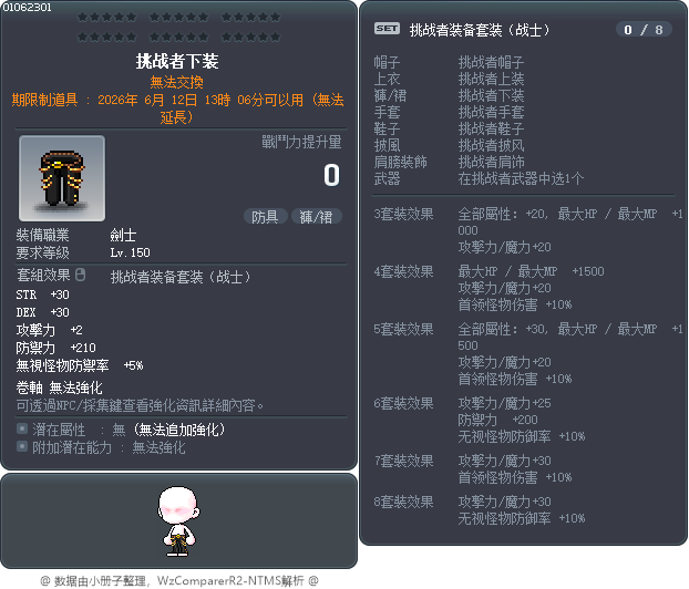 挑战者下装 Tooltip