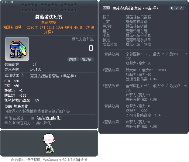 蘑菇游侠短裤 Tooltip
