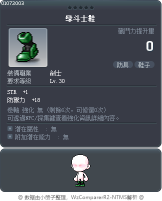 绿斗士鞋 Tooltip