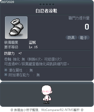 白忍者涼鞋 Tooltip