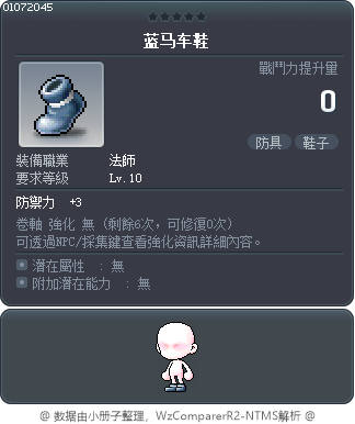 蓝马车鞋 Tooltip